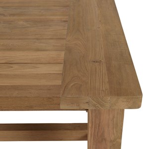 Kally - table à manger de jardin 220cm bois teck recyclé pieds droits