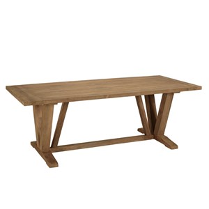 Kally - table à manger jardin 220cm en bois de teck recyclé pieds v