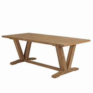 Kally - table à manger jardin 220cm en bois de teck recyclé pieds v