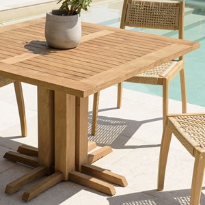Kally - table à manger jardin carrée 110x110cm en bois teck recyclé
