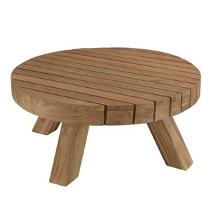Kally - table basse jardin ronde 80cm bois teck recyclé naturelle