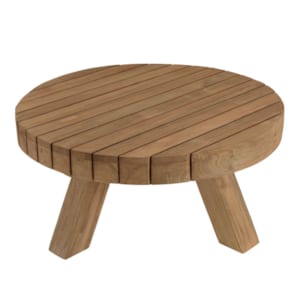 Kally - table basse jardin ronde 80cm bois teck recyclé naturelle