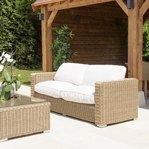 Kally - salon de jardin 5 places en rotin synthétique taupe
