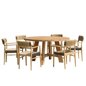 Valeria - ensemble de jardin teck en bois de recyclé rotin 6 pers.