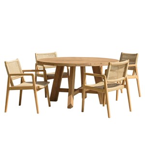 Valeria - ensemble de jardin en bois de teck recyclé rotin 4 pers.