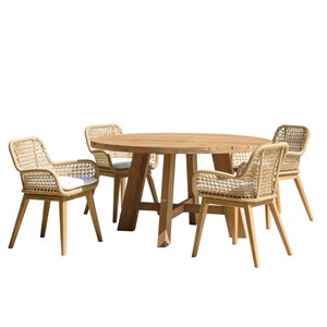Valeria - ensemble de jardin table en bois de teck recyclé rotin 4 pers.