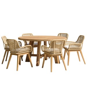 Valeria - ensemble de jardin en bois teck recyclé rotin 6 pers.