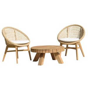 Valeria - ensemble de jardin en bois de teck recyclé rotin 2 pers.