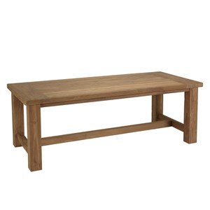 Kally - ensemble de jardin, table rectangle en bois teck recyclé et rotin synth.
