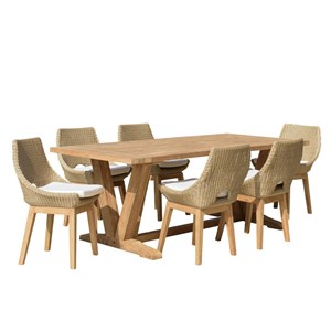 Kally - ensemble de jardin (table et chaises) en bois teck recyclé et rotin synt