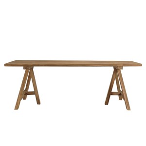 Kally - ensemble de jardin en bois teck recyclé et rotin synth. 6 pers (table et