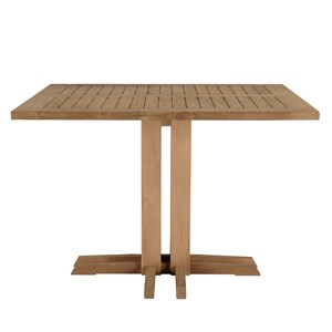 Kally - ensemble de jardin : table carrée en bois de teck recyclé et rotin synth