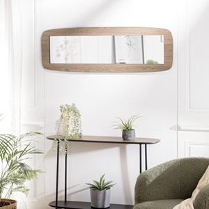 Julia - miroir rectangulaire bois 120x40cm angles arrondis marron