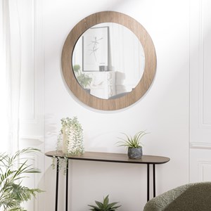 Julia - miroir rond d80cm en bois marron