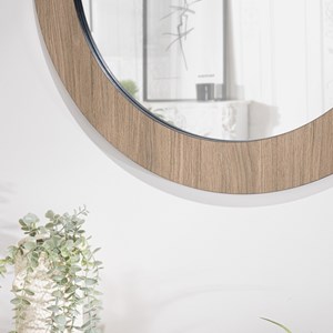 Julia - miroir rond d80cm en bois marron