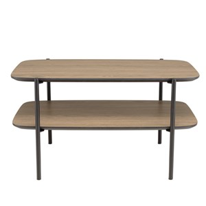 Julia - table basse rect. Pieds métal noir double plateau bois marron
