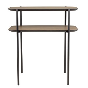 Julia - table d'appoint double plateau bois marron pieds métal noir
