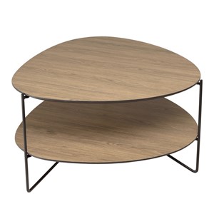 Julia - table basse 2 plateaux forme ovoïde bois couleur marron