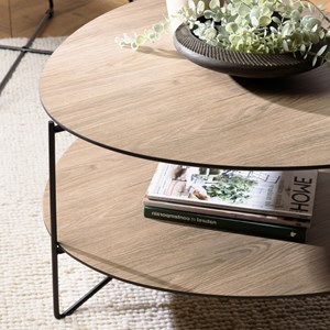 Julia - table basse 2 plateaux forme ovoïde bois couleur marron
