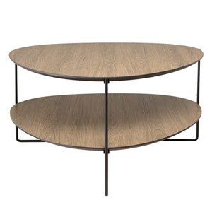 Julia - table basse 2 plateaux forme ovoïde bois couleur marron