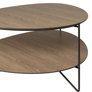 Julia - table basse 2 plateaux forme ovoïde bois couleur marron