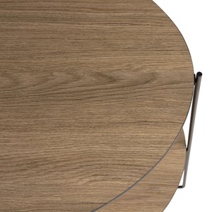 Julia - table d'appoint 2 plateaux ovoïdes bois marron pieds métal