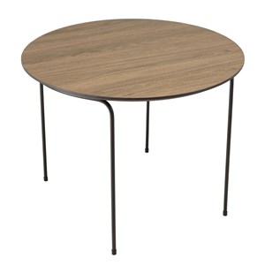 Julia - table basse ronde 60x60cm pieds métal noir et bois marron