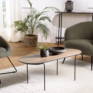 Julia - table basse rect. Angles arrondis bois 100x40cm marron