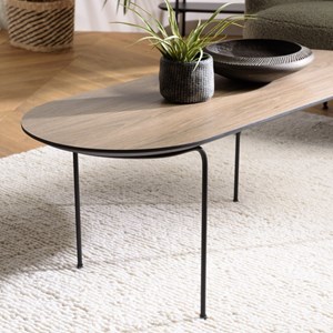 Julia - table basse rect. Angles arrondis bois 100x40cm marron