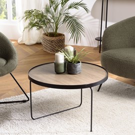 Julia - table basse ronde 60x60cm bois, pieds asymétriques marron