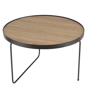 Julia - table basse ronde 60x60cm bois, pieds asymétriques marron
