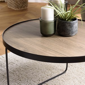 Julia - table basse ronde 60x60cm bois, pieds asymétriques marron