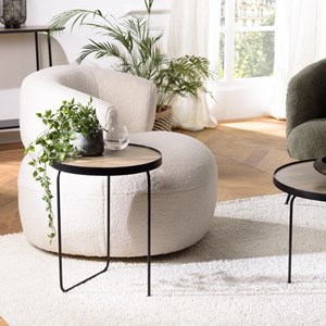 Julia - table d'appoint ronde 40x40cm pieds asymétriques bois marron