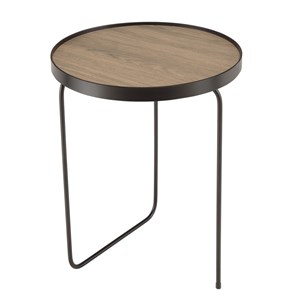Julia - table d'appoint ronde 40x40cm pieds asymétriques bois marron