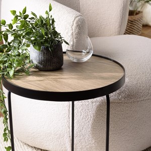 Julia - table d'appoint ronde 40x40cm pieds asymétriques bois marron