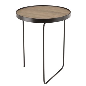 Julia - table d'appoint ronde 40x40cm pieds asymétriques bois marron