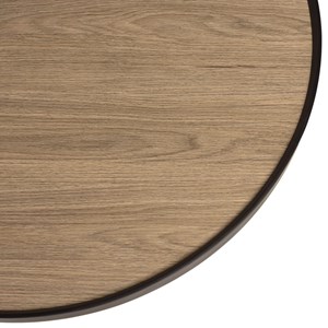 Julia - table basse ronde 70x70cm bois marron et pieds épingles noir