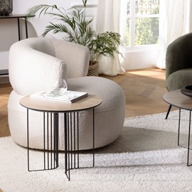 Julia - table d'appoint biseautée 50x50cm bois marron