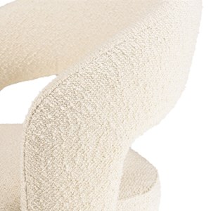 Pierre - chaise en tissu bouclette écru, dossier ouvert pieds en bois