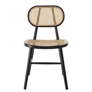 Pierre - lot de 2 chaises bois noir assise et dossier en cannage