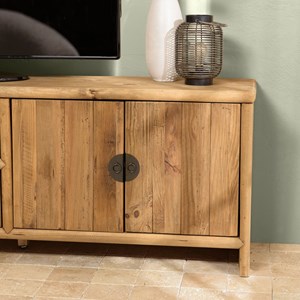 Sandy - meuble tv 2 tiroirs 4 portes, longueur 240cm bois pin recyclé