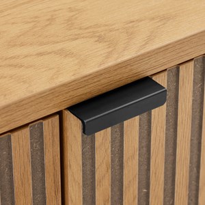 Scott - buffet 4 portes bois décor effet rainuré noir et naturel