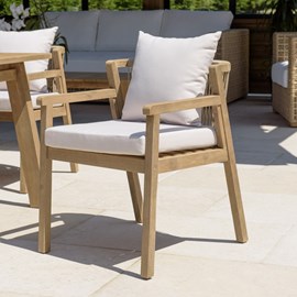 Celestin - lot de 2 fauteuils bois acacia et cordage synth. Beige et gris