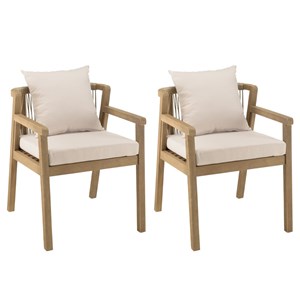 Celestin - lot de 2 fauteuils bois acacia et cordage synth. Beige et gris