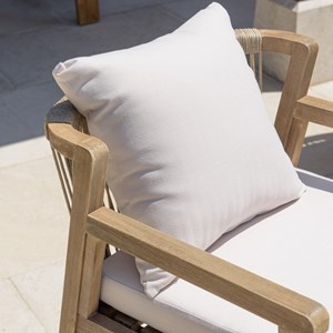 Celestin - lot de 2 fauteuils bois acacia et cordage synth. Beige et gris