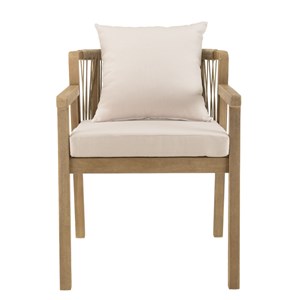 Celestin - lot de 2 fauteuils bois acacia et cordage synth. Beige et gris