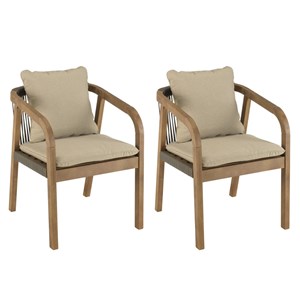 Celestin - lot de 2 fauteuils bois acacia et cordage synth. Vert sapin