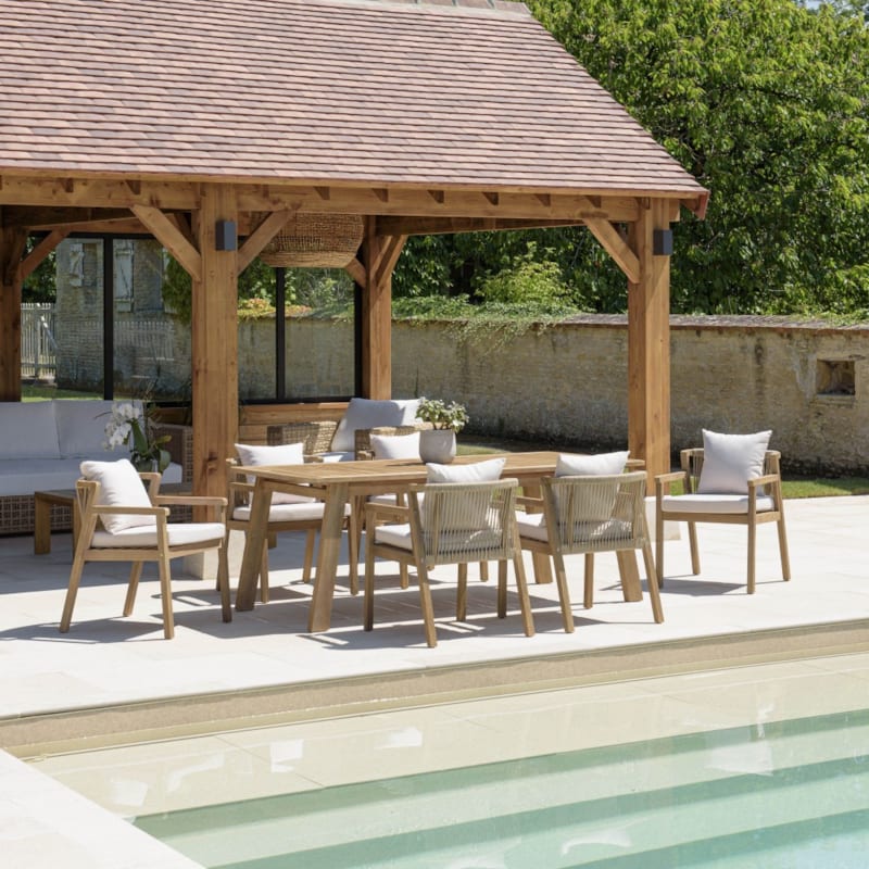 Celestin - salon de jardin bois acacia et cordage synth. Beige 6 pers.