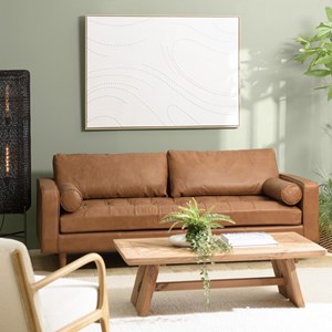 Homer - décoration murale 103x143cm blanche à points, cadre naturel