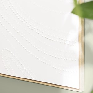 Homer - décoration murale 103x143cm blanche à points, cadre naturel